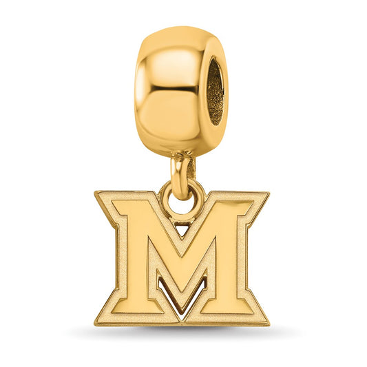 Sterling Silver Gold-plated Miami University Ohio Letter M Extra Small Dangle Bead Charm