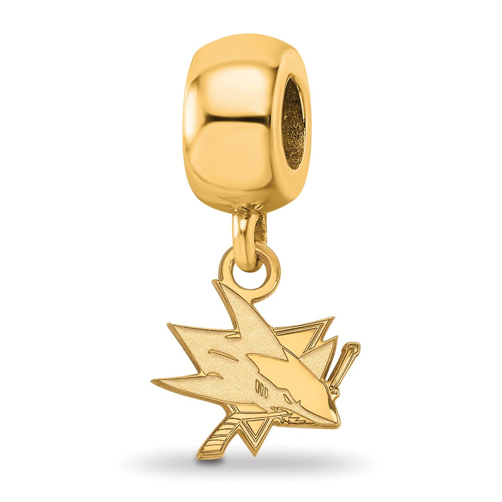 Sterling Silver Gold-plated NHL San Jose Sharks Extra Small Dangle Bead Charm