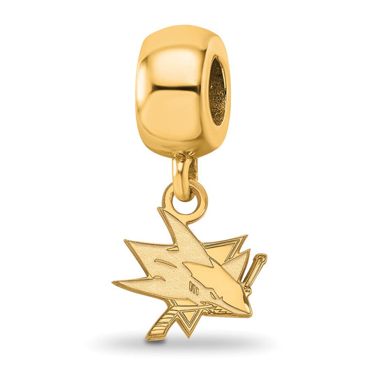 Sterling Silver Gold-plated NHL San Jose Sharks Extra Small Dangle Bead Charm
