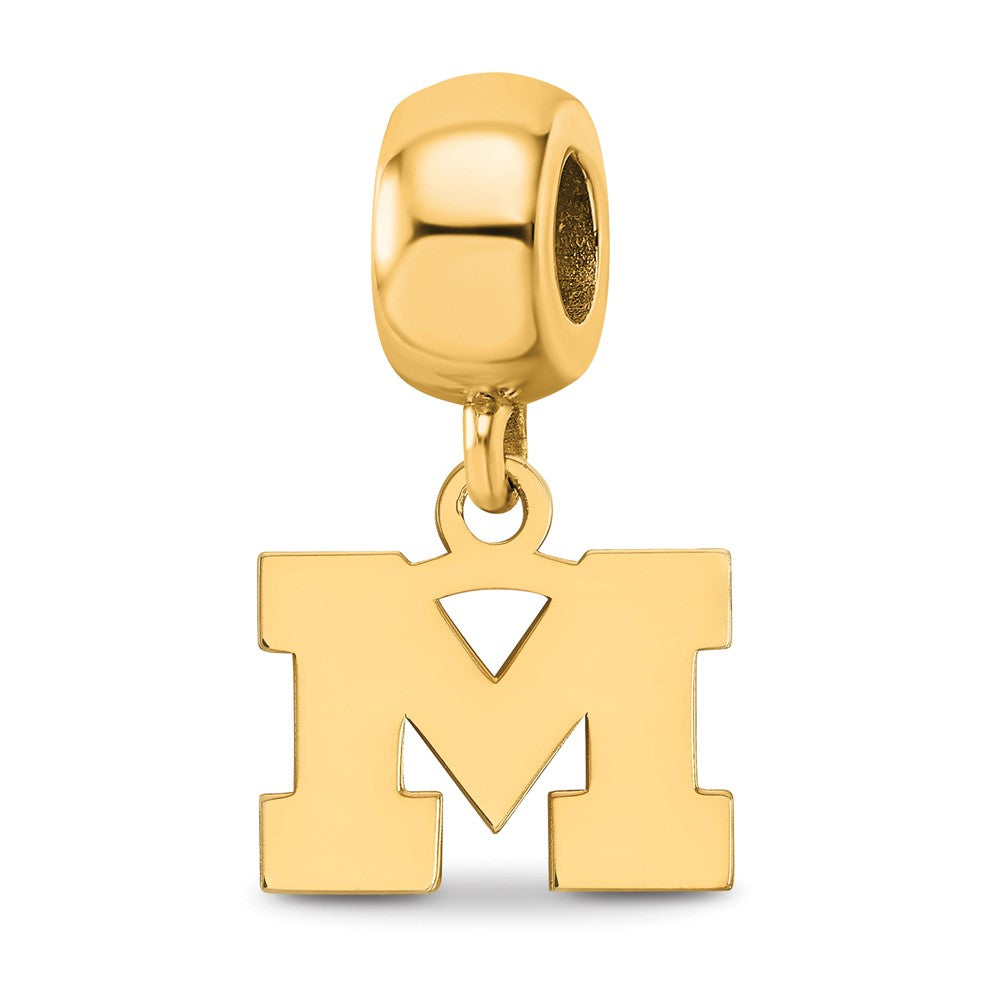 Sterling Silver Gold-plated University of Michigan Letter M Extra Small Dangle Bead Charm