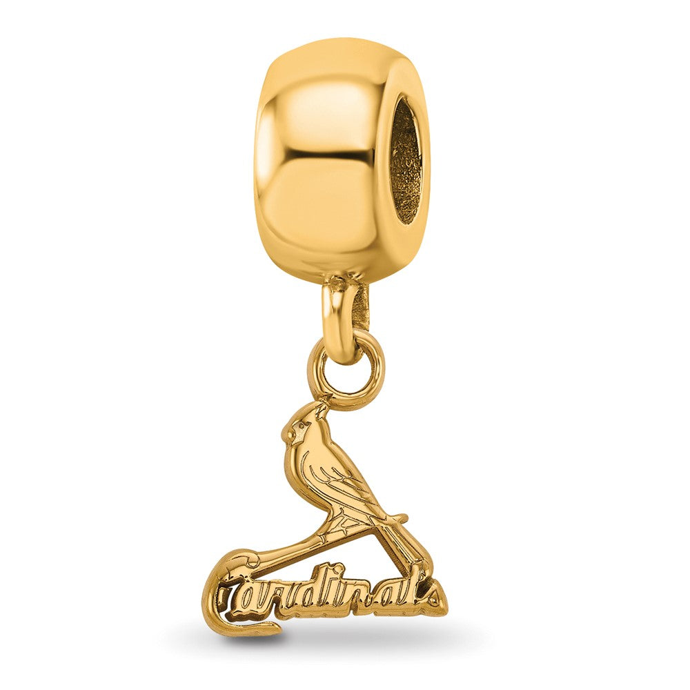 Sterling Silver Gold-plated MLB St. Louis Cardinals Bird and Bat Extra Small Dangle Bead