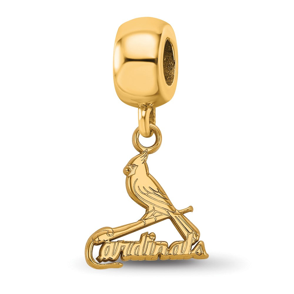Sterling Silver Gold-plated MLB St. Louis Cardinals Bird and Bat Small Dangle Bead