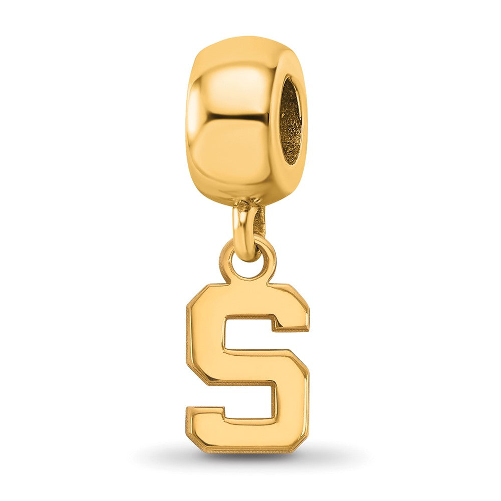 Sterling Silver Gold-plated Michigan State University Letter S Extra Small Dangle Bead Charm