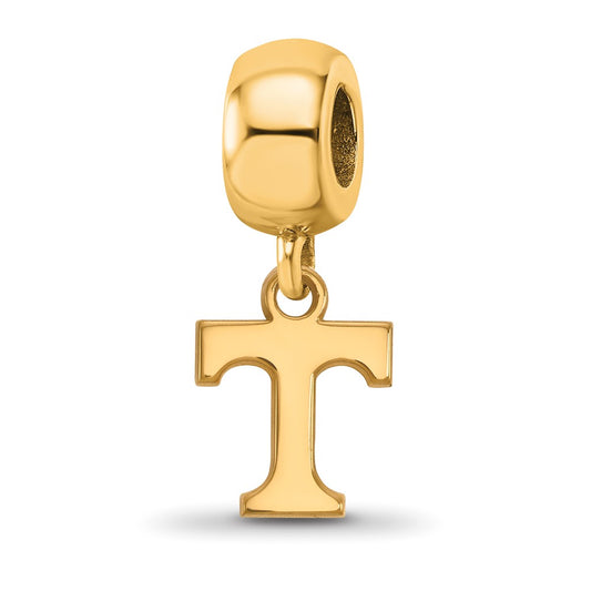 Sterling Silver Gold-plated University of Tennessee Letter T Extra Small Dangle Bead Charm