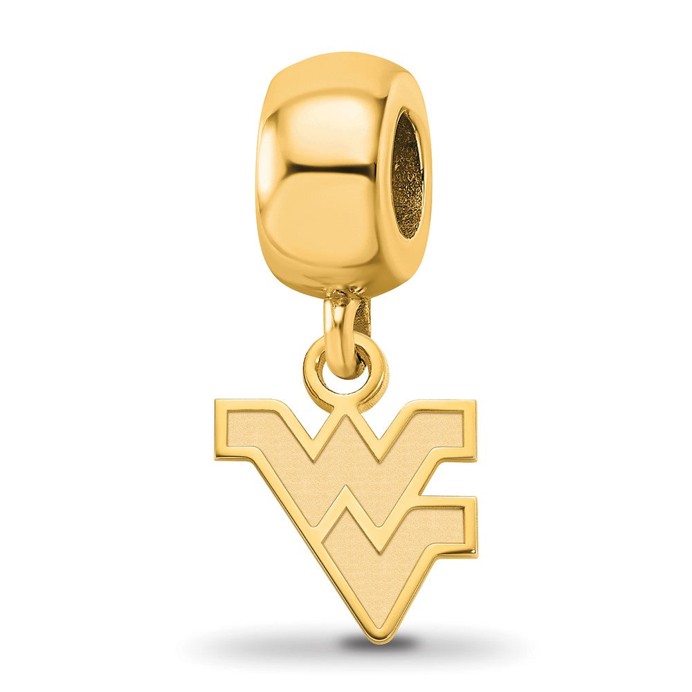 Sterling Silver Gold-plated West Virginia University W-V Extra Small Dangle Bead Charm