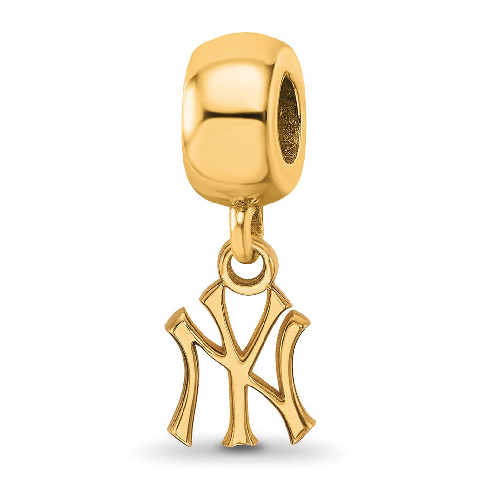 Sterling Silver Gold-plated MLB New York Yankees N-Y Extra Small Dangle Bead