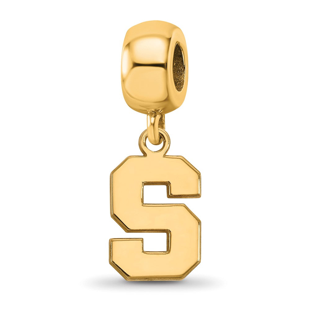 Sterling Silver Gold-plated Michigan State University Letter S Small Dangle Bead Charm