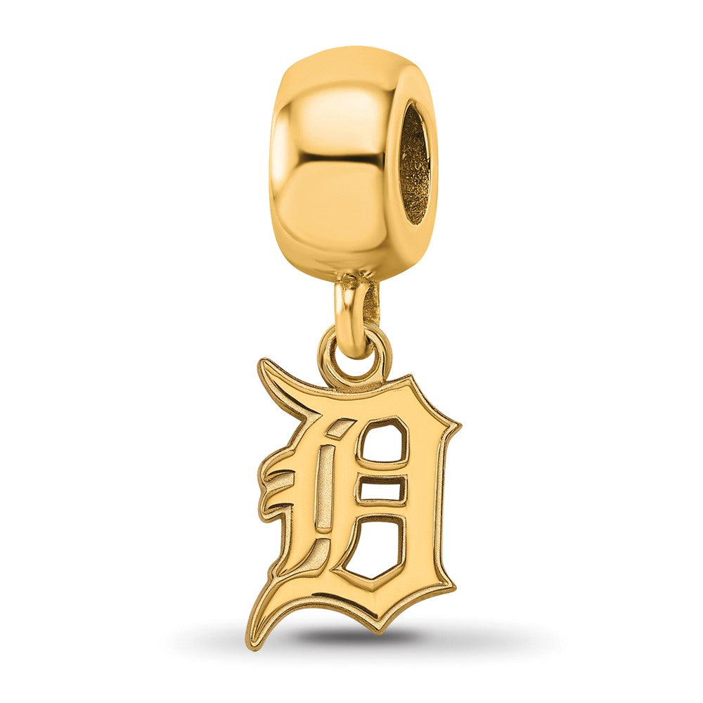 Sterling Silver Gold-plated MLB Detroit Tigers Letter D Small Dangle Bead