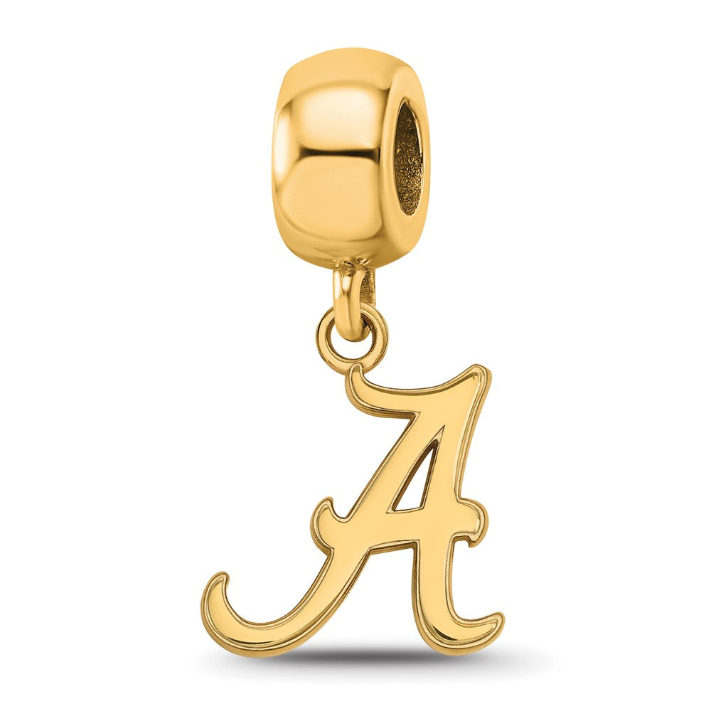 Sterling Silver Gold-plated University of Alabama Letter A Small Dangle Bead Charm