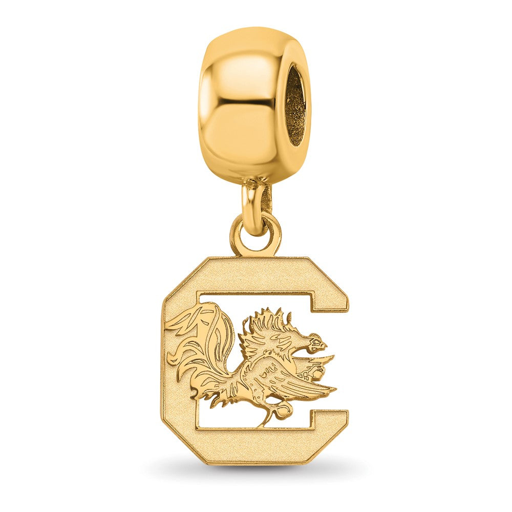 Sterling Silver Gold-plated University of South Carolina Small Dangle Bead Charm