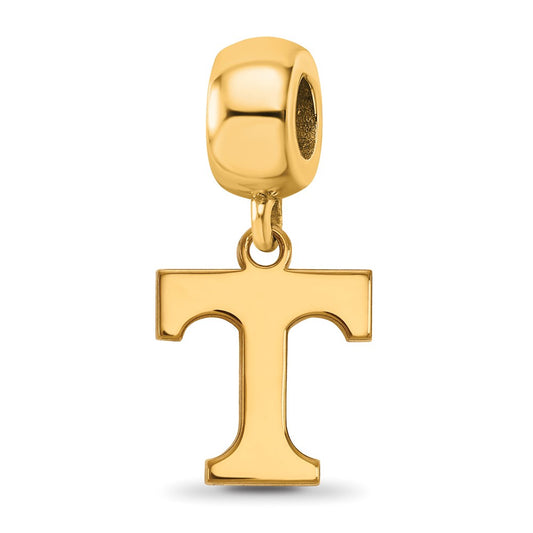 Sterling Silver Gold-plated University of Tennessee Letter T Small Dangle Bead Charm