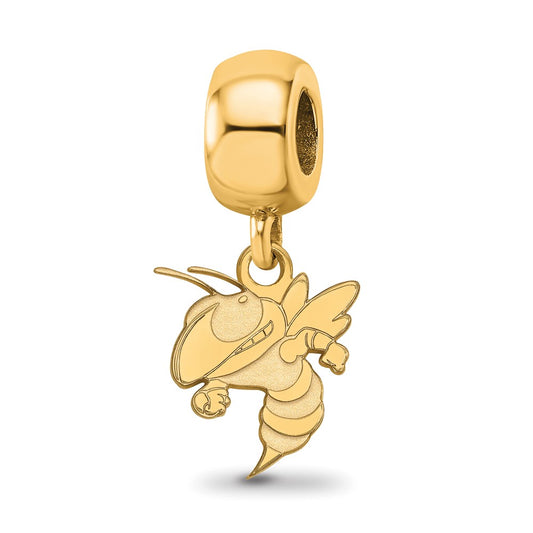 Sterling Silver Gold-plated Georgia Institute of Technology Yellow Jacket Small Dangle Bead Charm