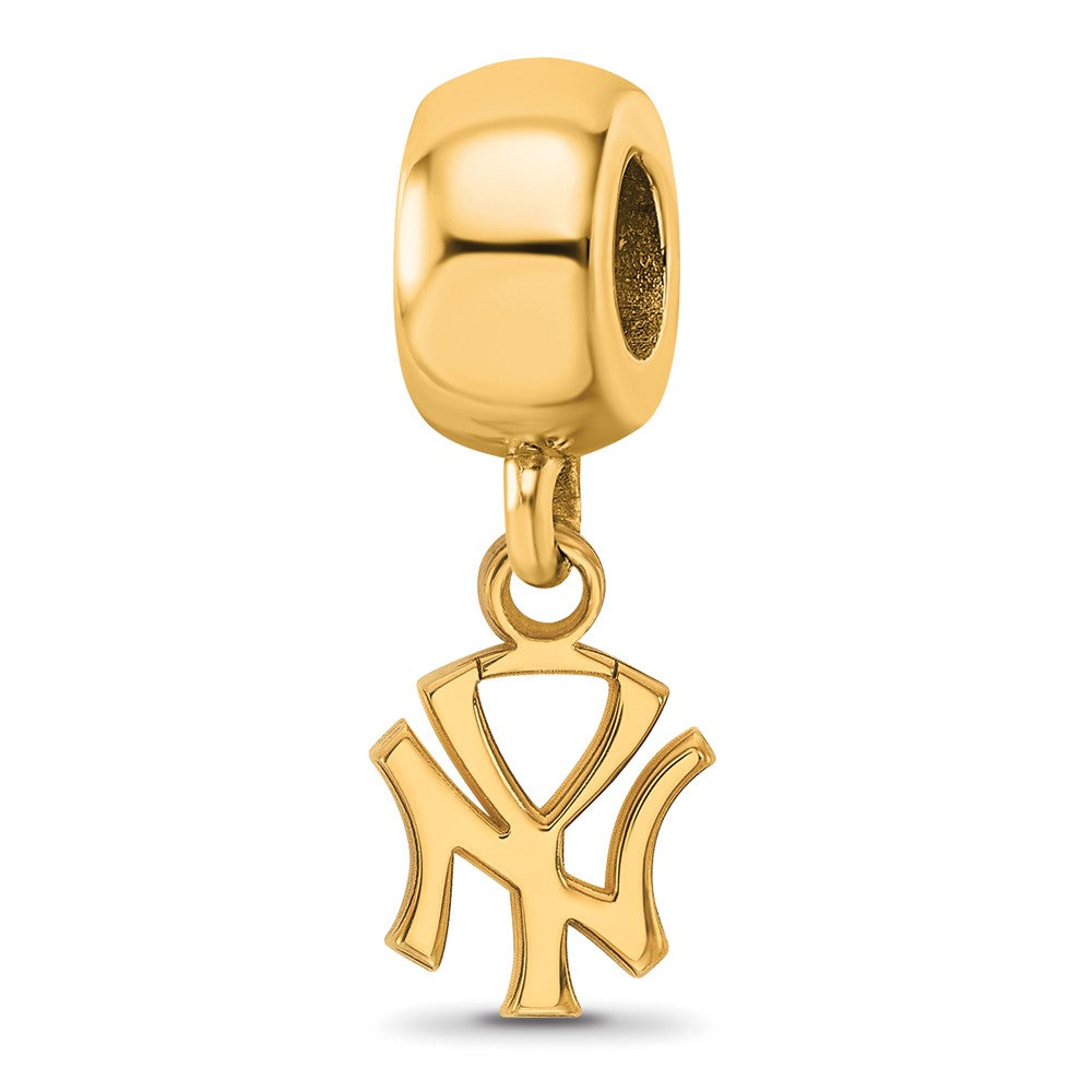 Sterling Silver Gold-plated MLB New York Yankees N-Y Extra Small Dangle Bead