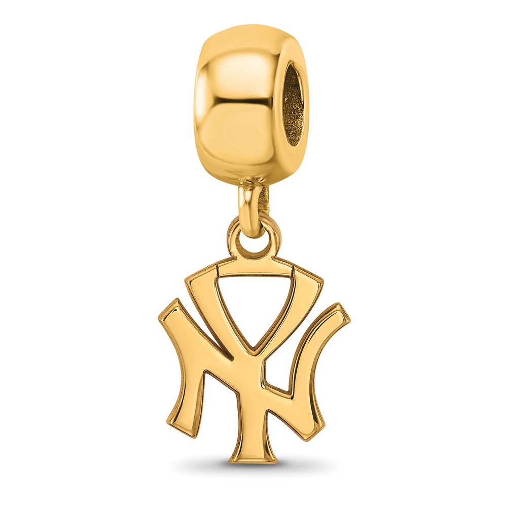 Sterling Silver Gold-plated MLB New York Yankees N-Y Small Dangle Bead