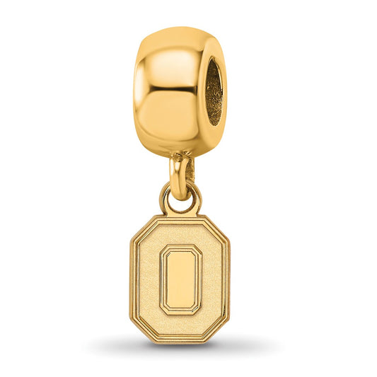 Sterling Silver Gold-plated The Ohio State University Letter O Extra Small Dangle Bead Charm
