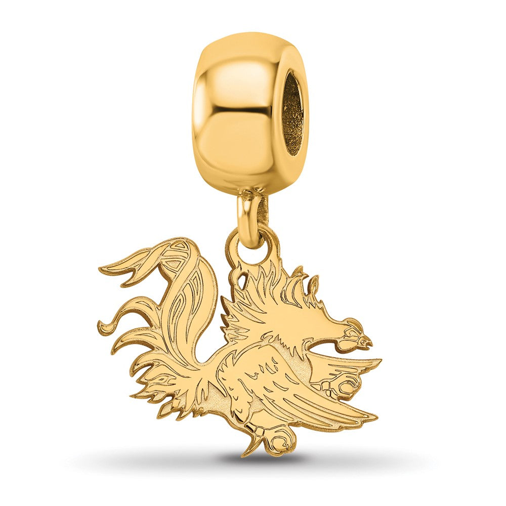 Sterling Silver Gold-plated University of South Carolina Gamecock Small Dangle Bead Charm