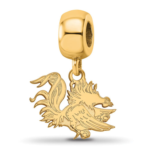 Sterling Silver Gold-plated University of South Carolina Gamecock Small Dangle Bead Charm