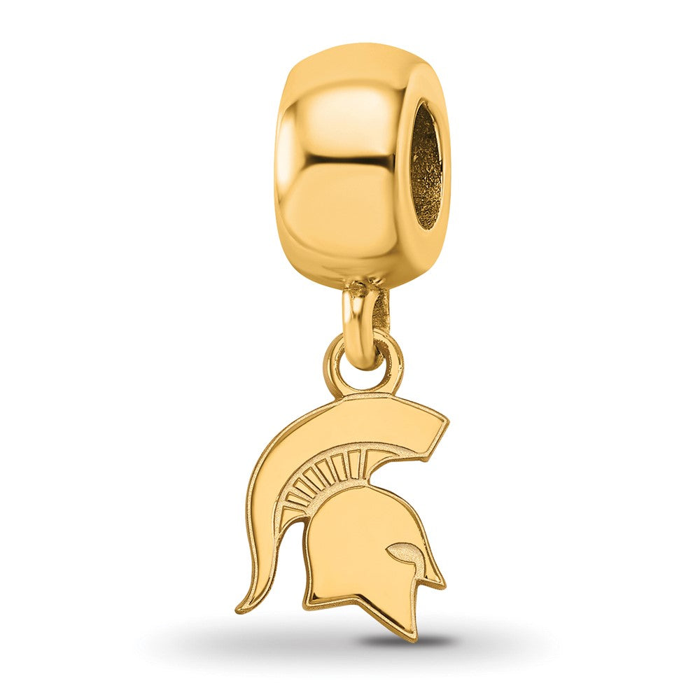 Sterling Silver Gold-plated Michigan State University Spartan Extra Small Dangle Bead Charm