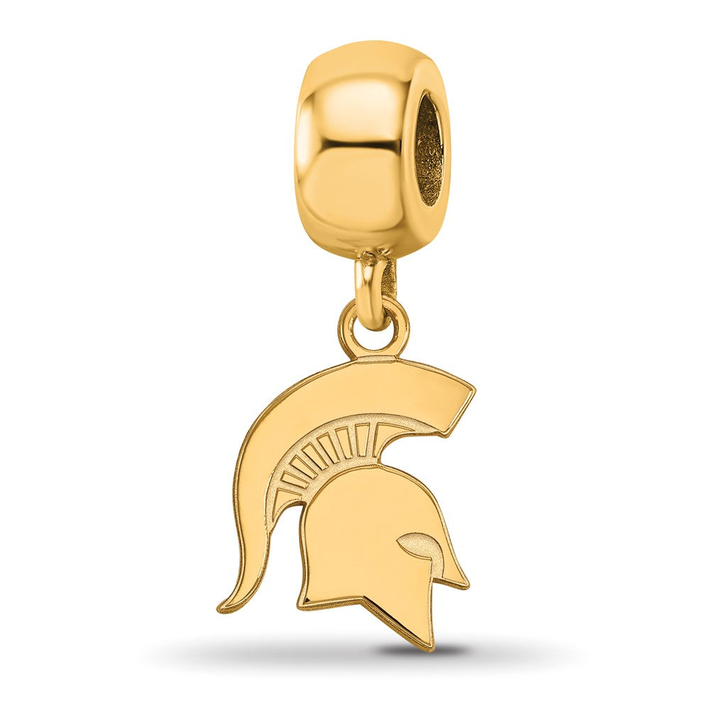 Sterling Silver Gold-plated Michigan State University Spartan Small Dangle Bead Charm