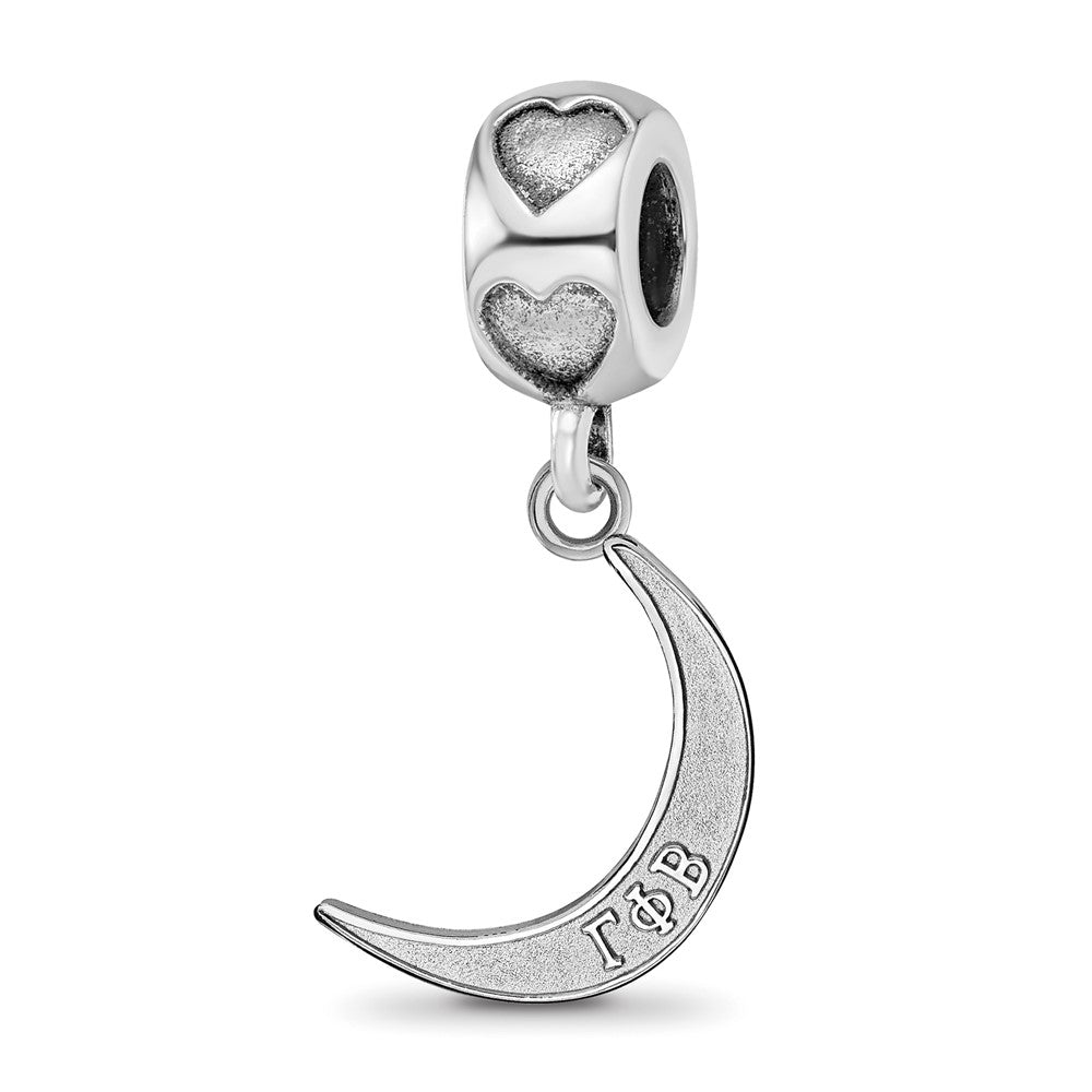Sterling Silver RH-P Gamma Phi Beta Crescent Moon Heart Bead
