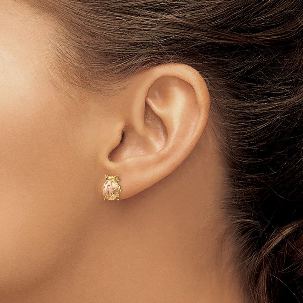 14k Two-Tone Ladybug Post Earrings