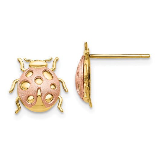 14k Two-Tone Ladybug Post Earrings