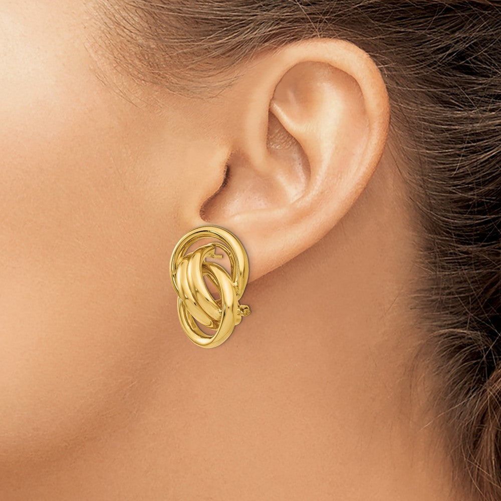 14k Polished Fancy Omega Back Post Earrings