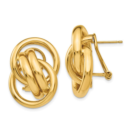14k Polished Fancy Omega Back Post Earrings