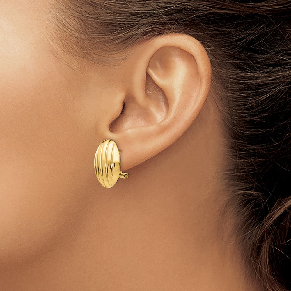 14k Polished Fancy Omega Back Post Earrings