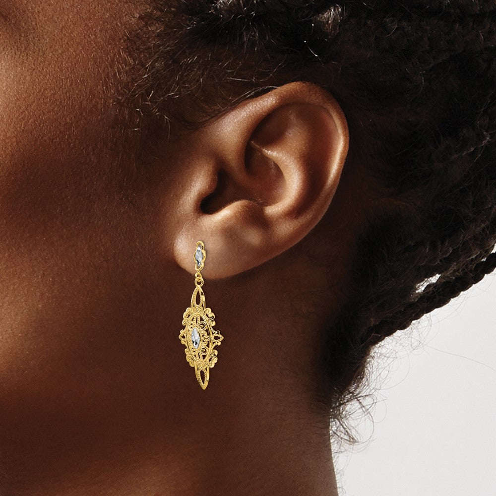 14k Rhodium Diamond-cut Filigree E