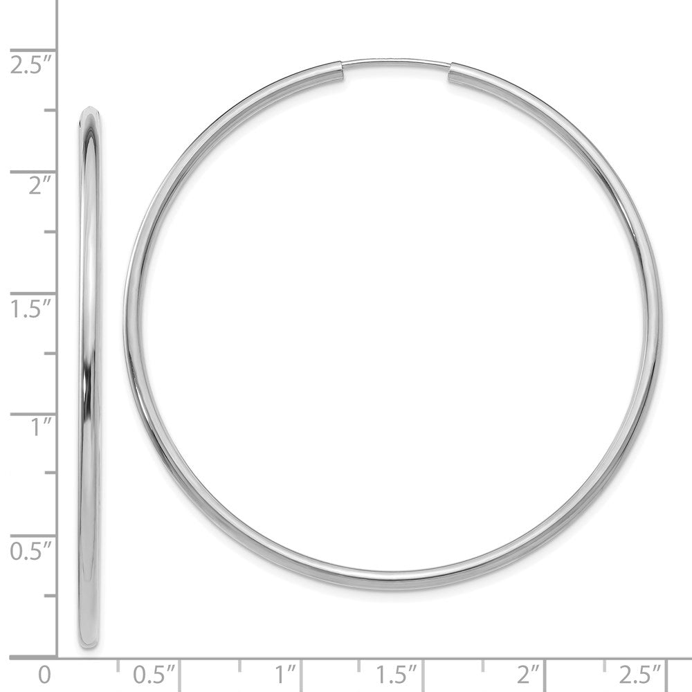 14k White Gold Polished Endless 2mm Hoop Earrings