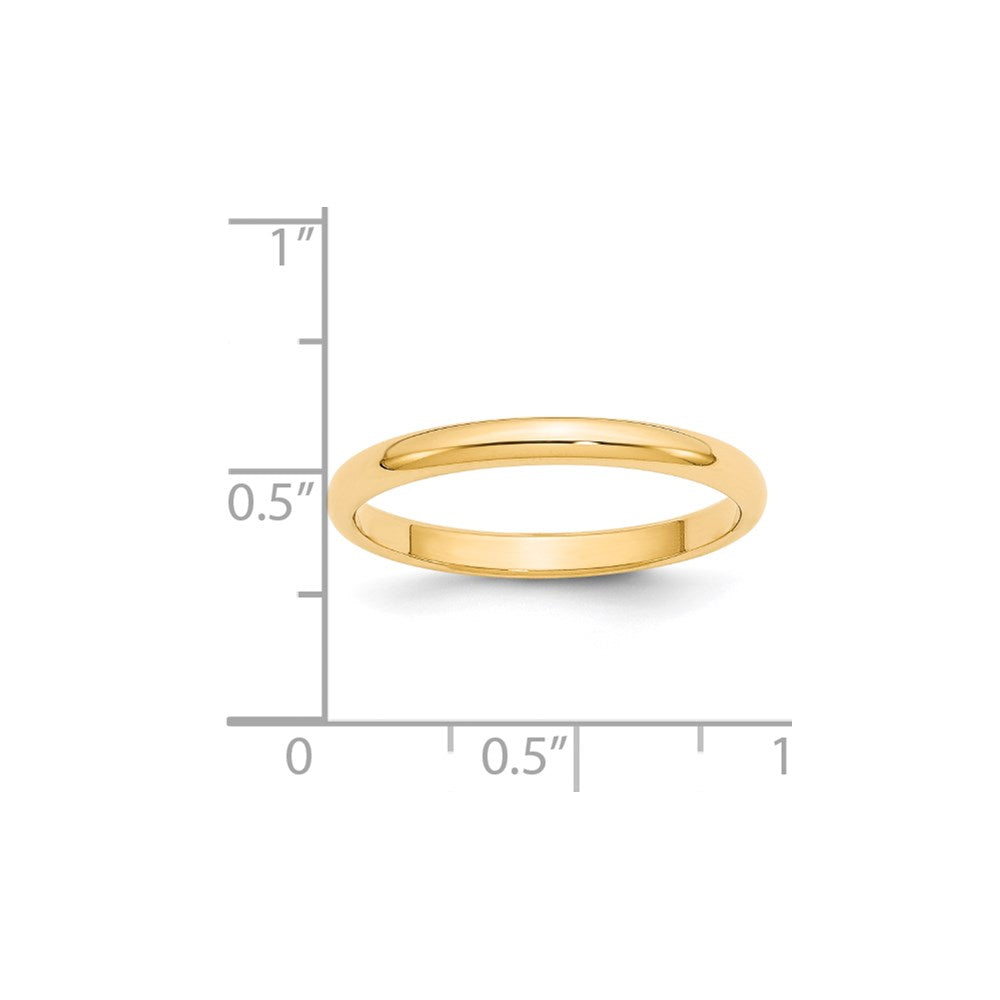 14k Yellow Gold 2.5mm Half Round Wedding Band Size 13.5