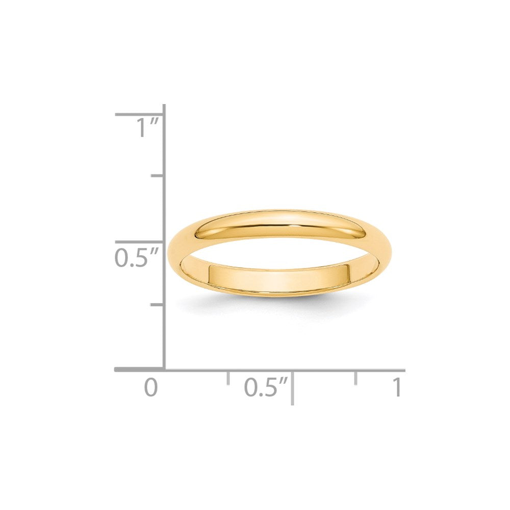 14k Yellow Gold 3mm Half-Round Wedding Band Size 9