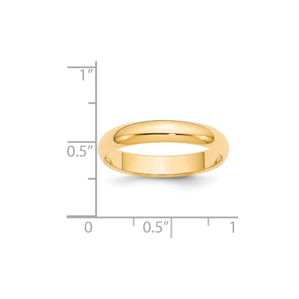 14k Yellow Gold 4mm Half-Round Wedding Band Size 6.5