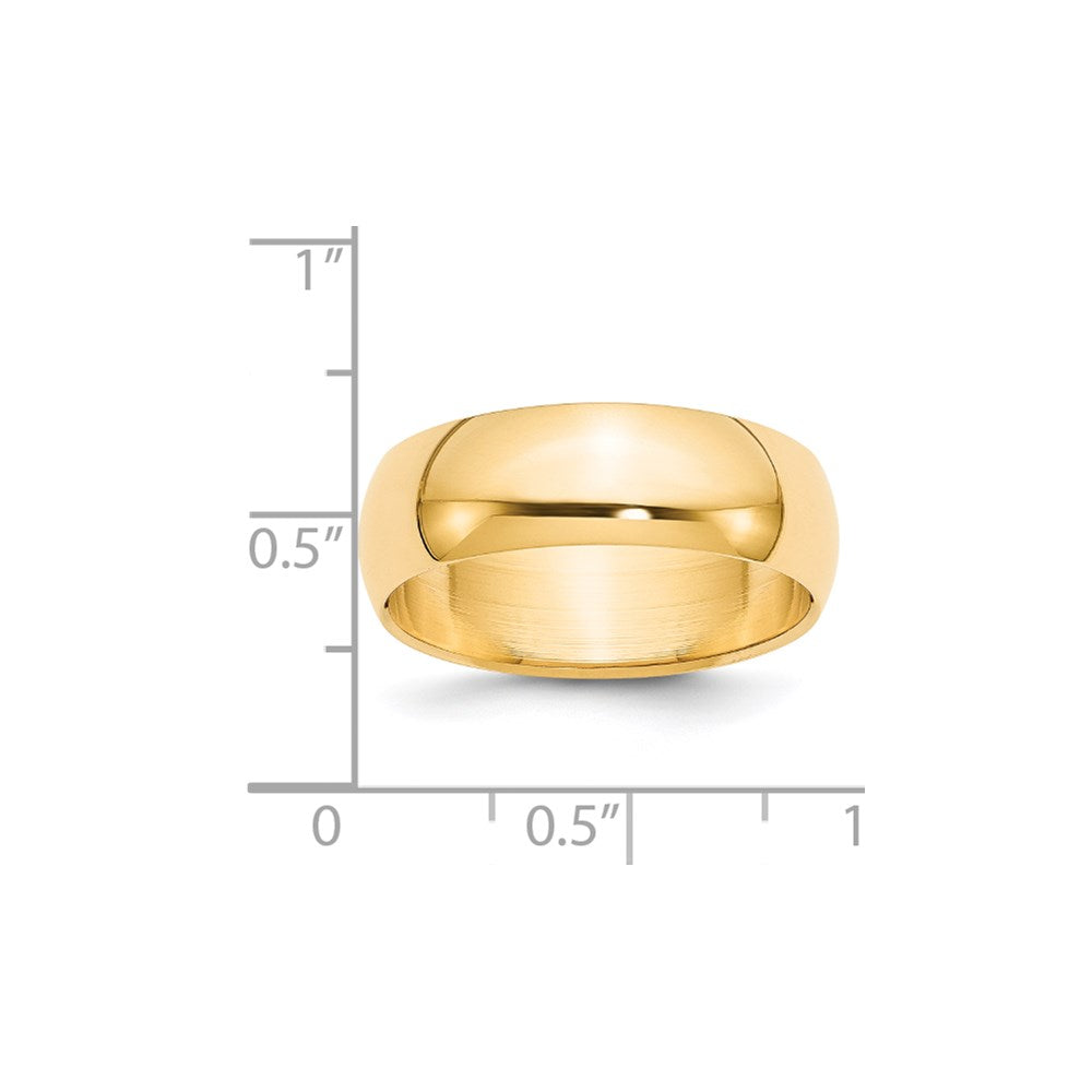 14k Yellow Gold 7mm Half-Round Wedding Band Size 6