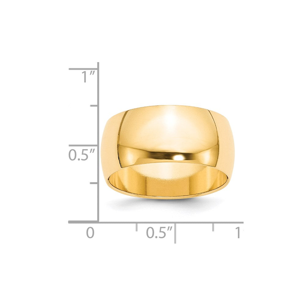 14k Yellow Gold 10mm Half-Round Wedding Band Size 9