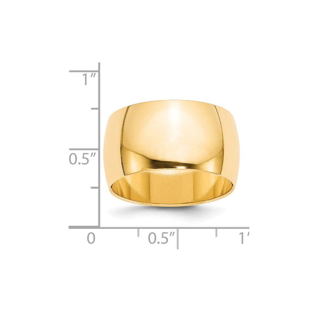 14k Yellow Gold 12mm Half Round Wedding Band Size 11.5
