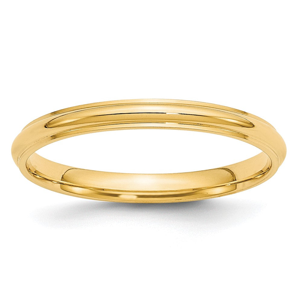 14k Yellow Gold 2.5mm Half Round with Edge Wedding Band Size 5