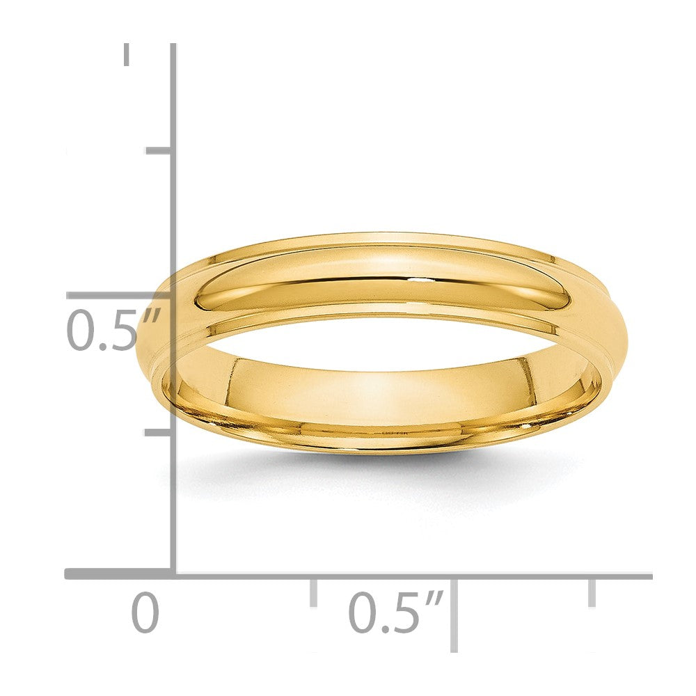 14k Yellow Gold 4mm Half Round with Edge Wedding Band Size 5