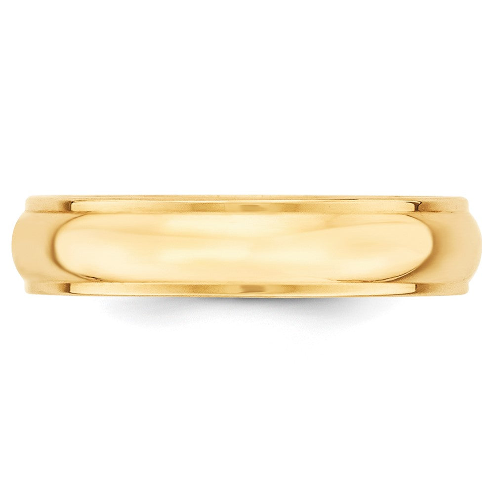 14k Yellow Gold 5mm Half Round with Edge Wedding Band Size 10.5