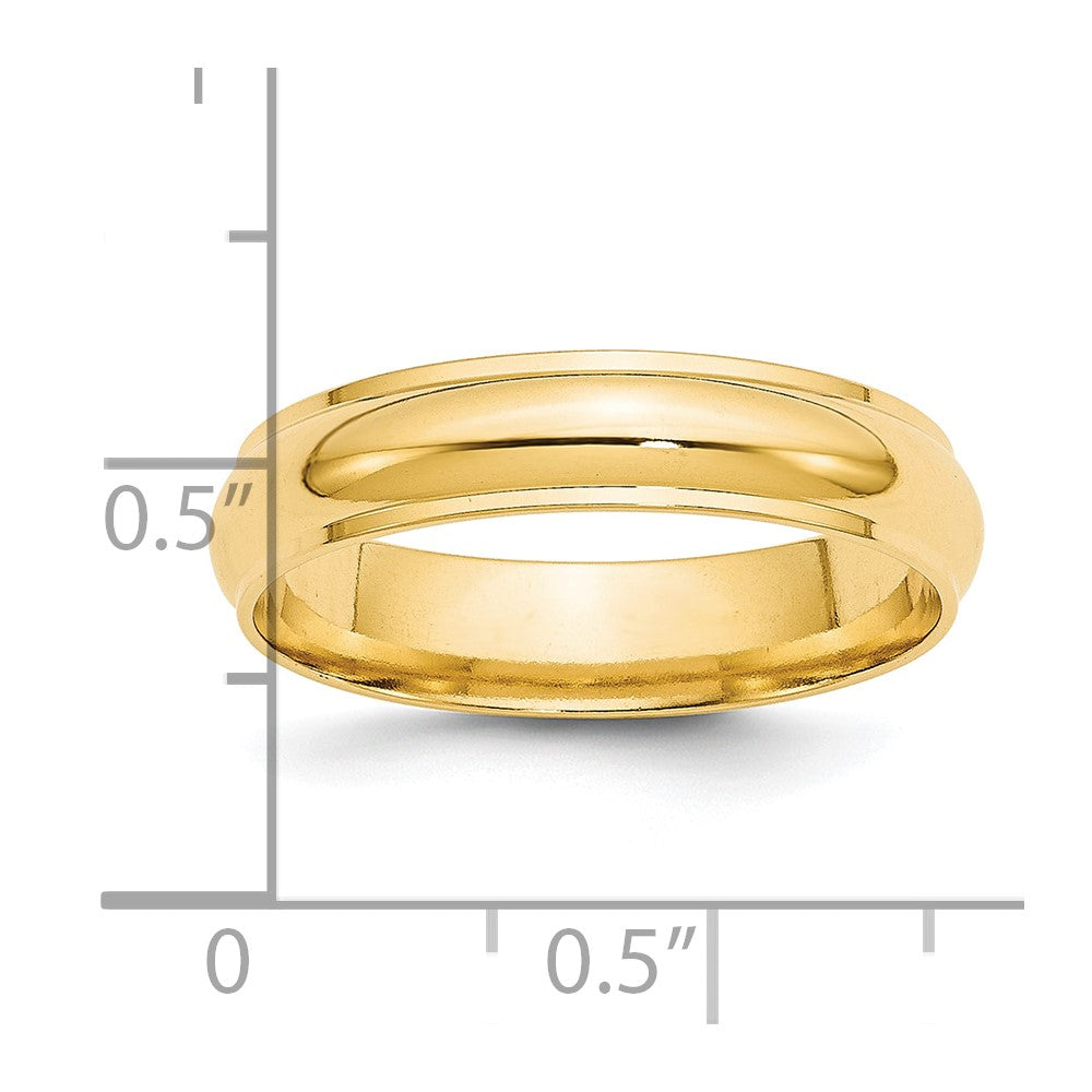 14k Yellow Gold 5mm Half Round with Edge Wedding Band Size 5.5