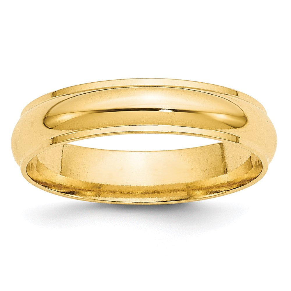 14k Yellow Gold 5mm Half Round with Edge Wedding Band Size 13.5