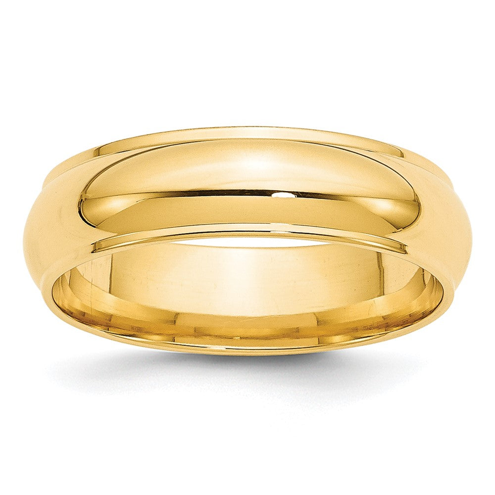 14k Yellow Gold 6mm Half Round with Edge Wedding Band Size 12.5