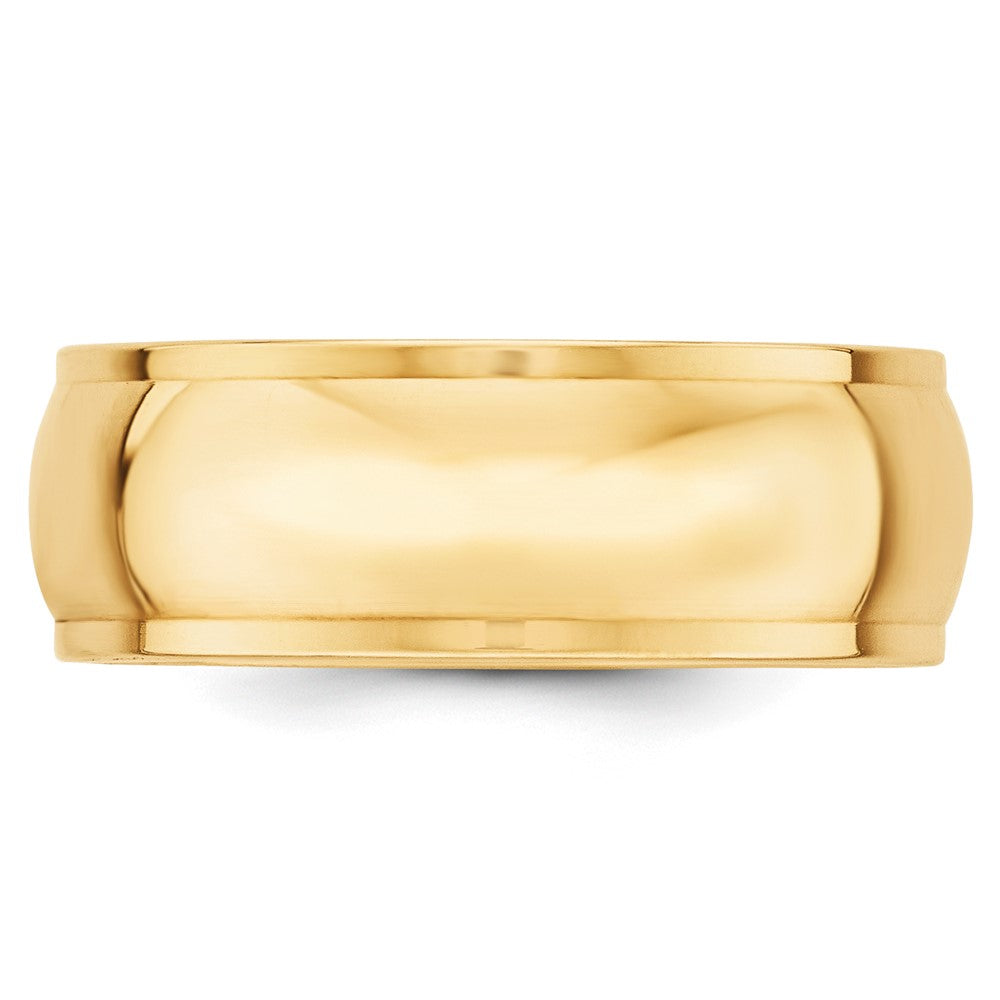 14k Yellow Gold 8mm Half Round with Edge Wedding Band Size 8