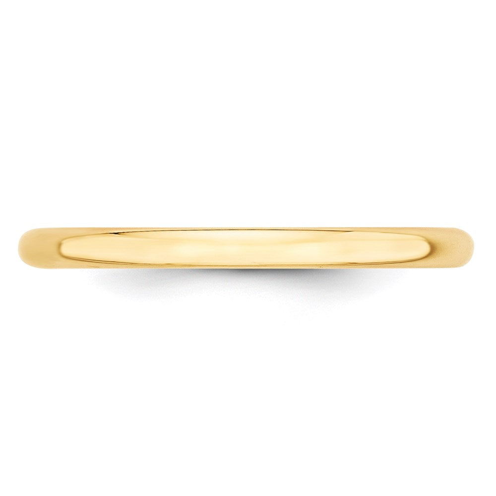 14k Yellow Gold 2mm Lightweight Half Round Wedding Band Size 11.5