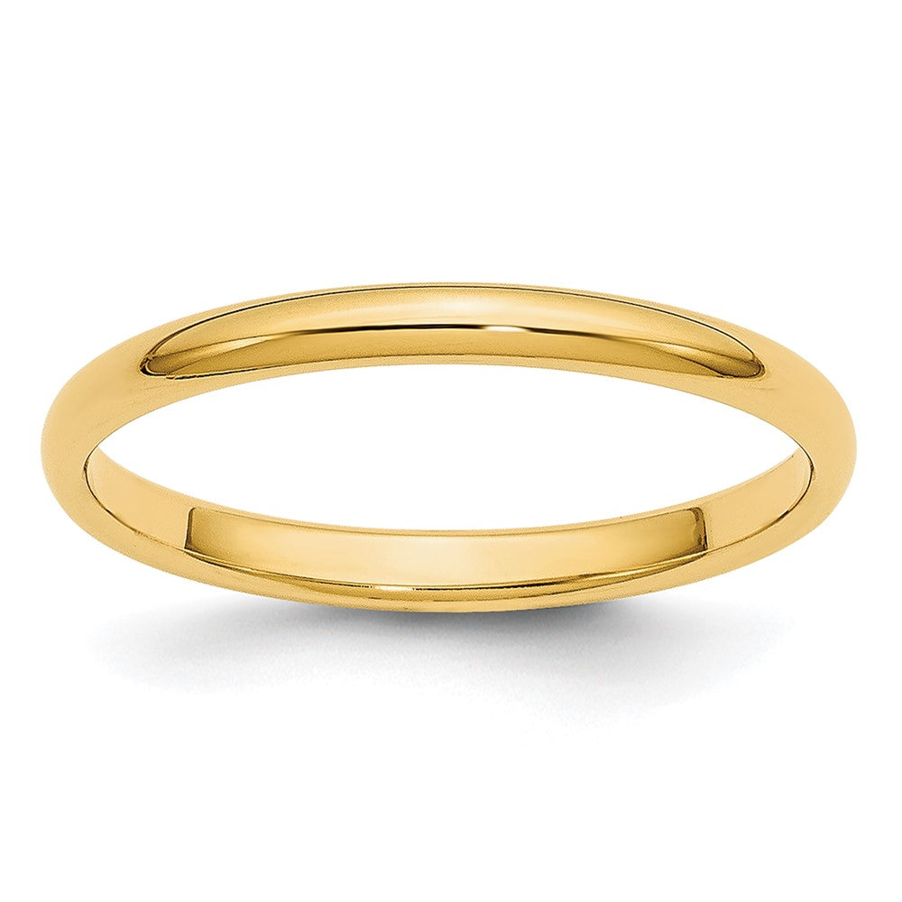 14k Yellow Gold 2mm Lightweight Half Round Wedding Band Size 9.5