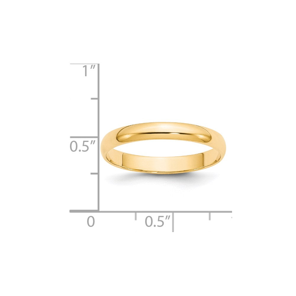 14k Yellow Gold 3mm Lightweight Half Round Wedding Band Size 12.5