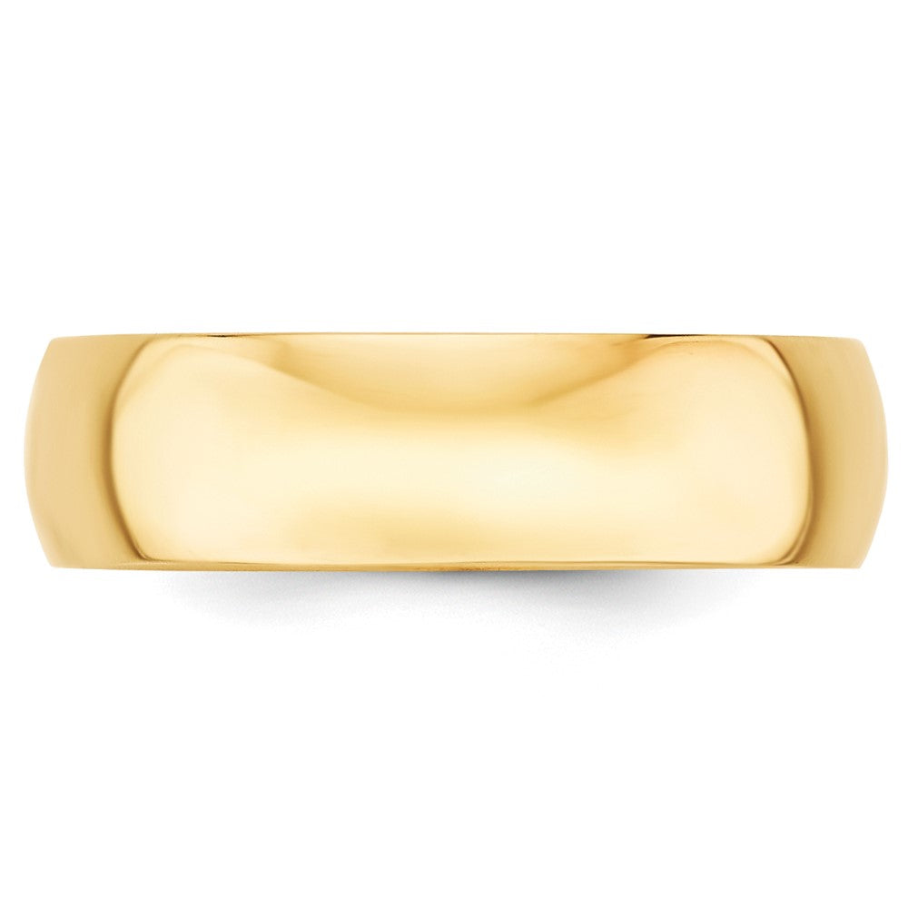 14k Yellow Gold 6mm Lightweight Half Round Wedding Band Size 13.5
