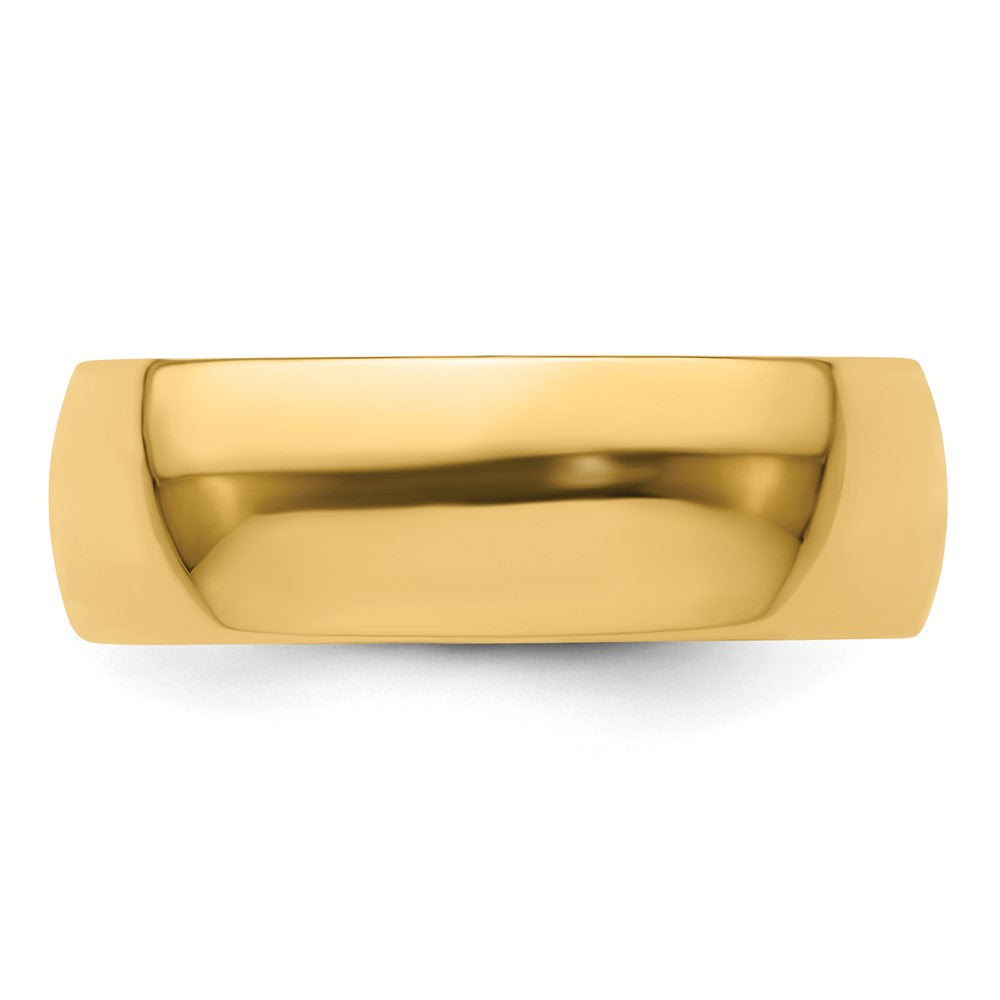 14k Yellow Gold 7mm Lightweight Half Round Wedding Band Size 6