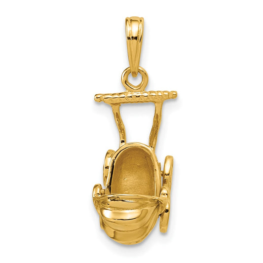 14k  3D Carriage Charm
